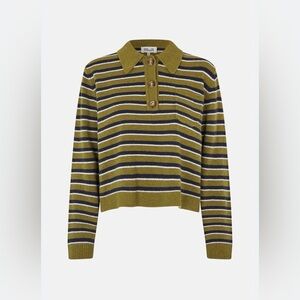 Baum und Pferdgarten olive green Striped wool Cropped Sweater Collar size XL